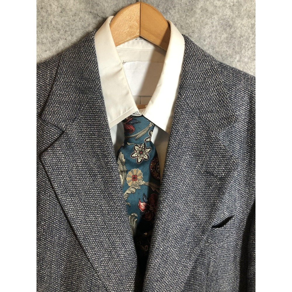 Haggar Blazer Mens 42 Short Gray Wool Silk Tweed Sport Coat Jacket Classic